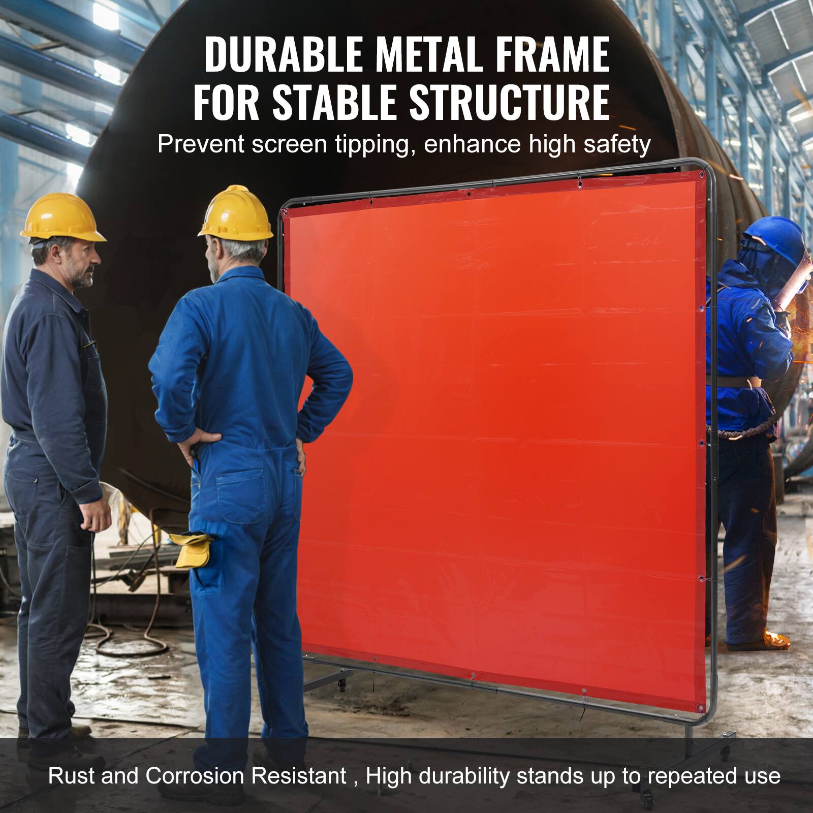DURABLE METAL FRAME FOR STABLE STRUCTURE  
Prevent screen tipping, enhance high safety  

Rust and Corrosion Resistant, High durability stands up to repeated use