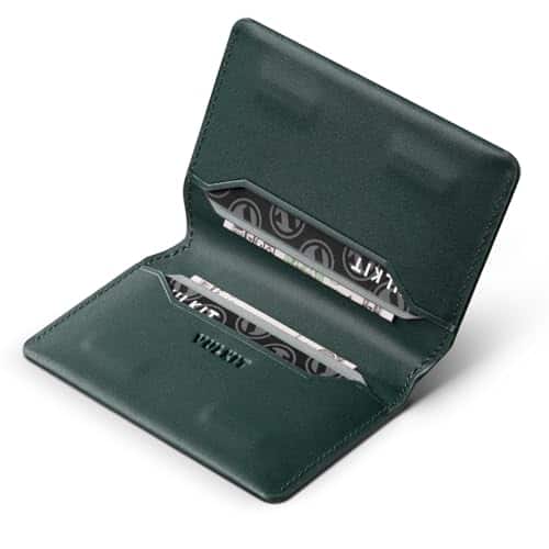 Vulpecula Spade - Slim Minimalist Card Holder RFID Blocking Leather Credit Card Holder Front Pocket Wallet Magnetic Closure - Olive