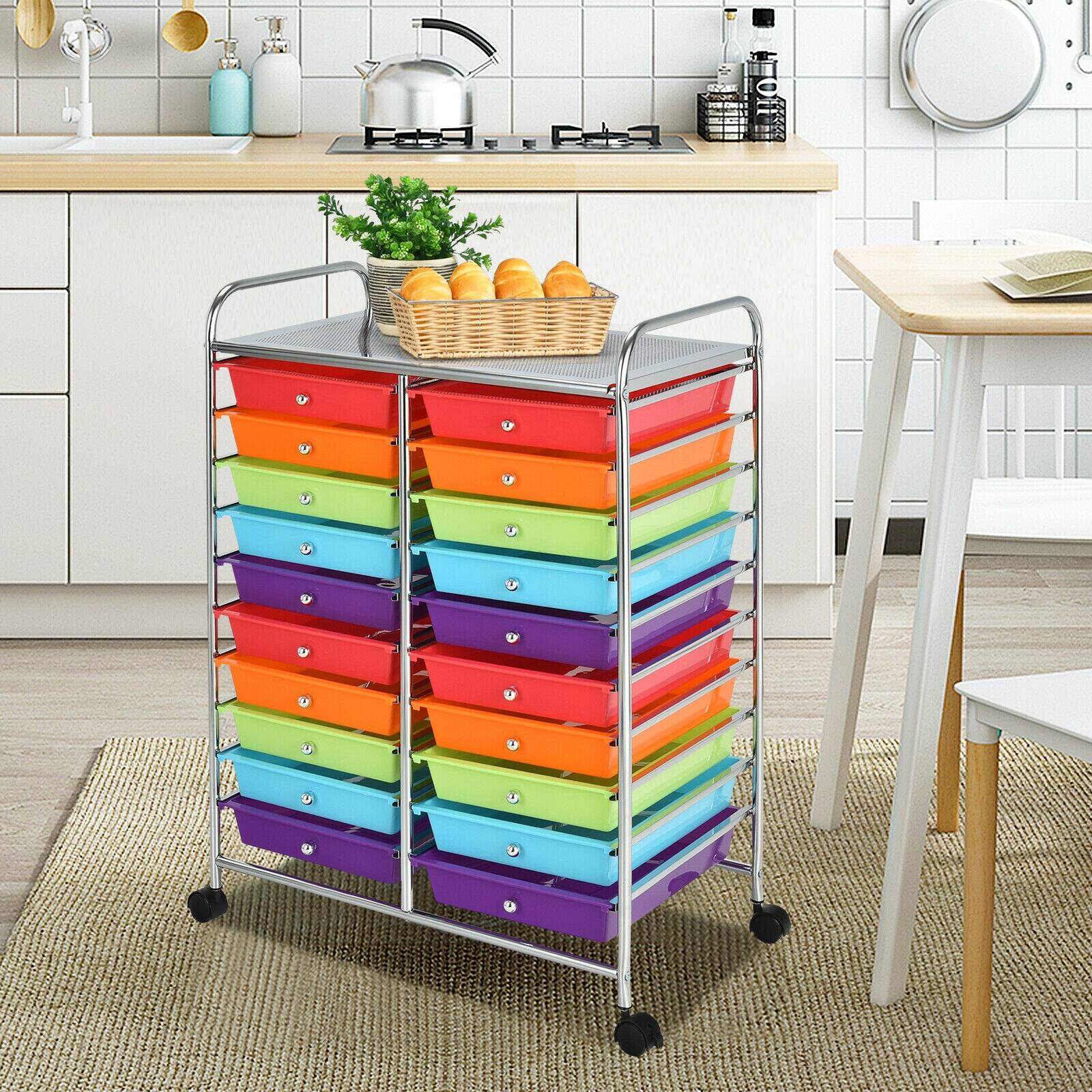 Alt View 9. Ecooso - 20-Drawer Rolling Storage Organizer Cart, Mobile Drawer Unit for Studio Supplies, Craft Room and Classroom - Multicolor.