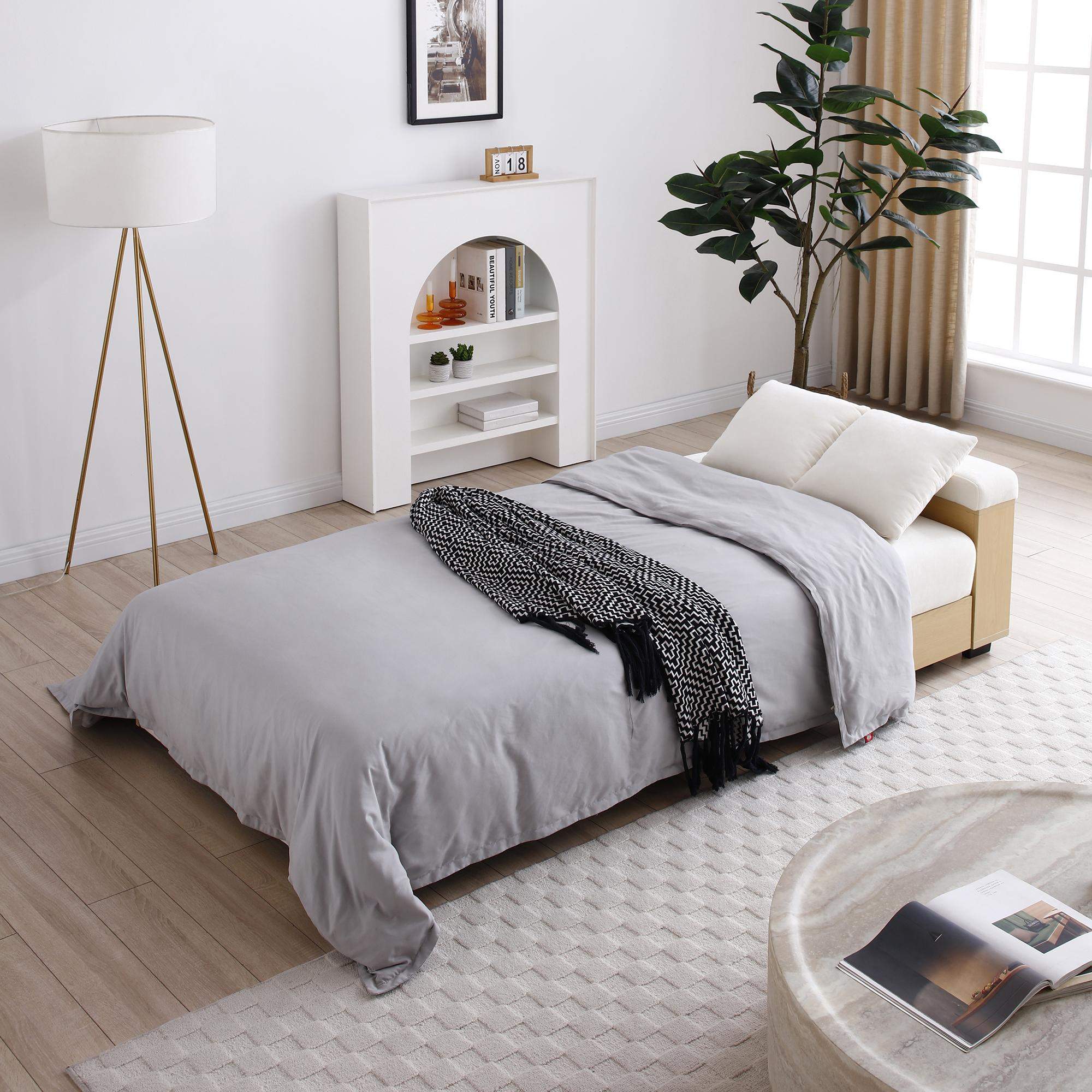 Alt View 1. Roomtec - Convertible Sleeper Sofa CouchMultifunctional Double Folding Sofa BedStorage Ottoman and Sofa arm with box and drawer - Beige.