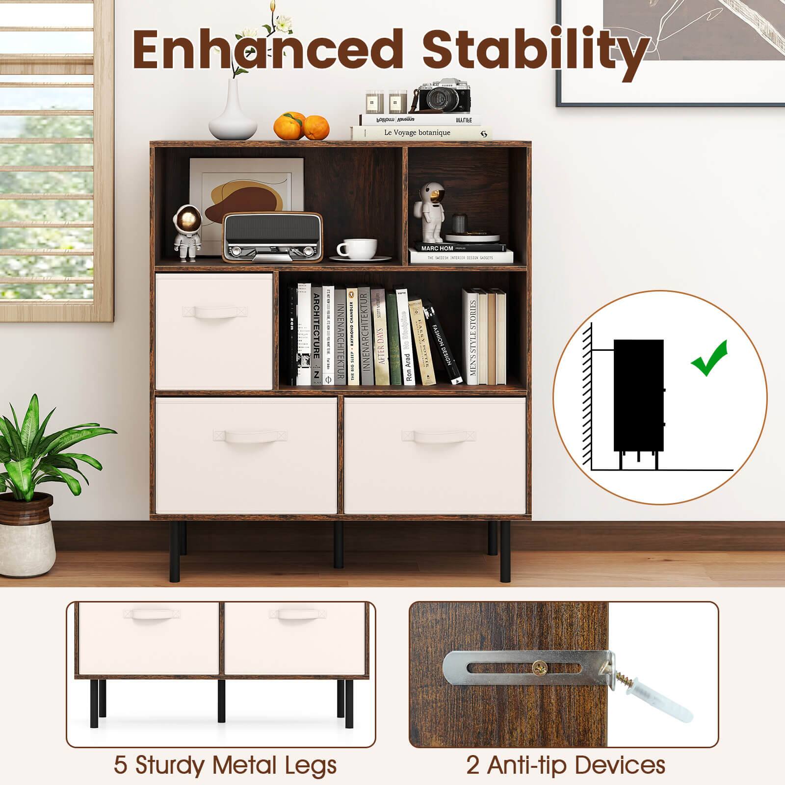 Enhanced Stability

- 5 Sturdy Metal Legs
- 2 Anti-tip Devices
