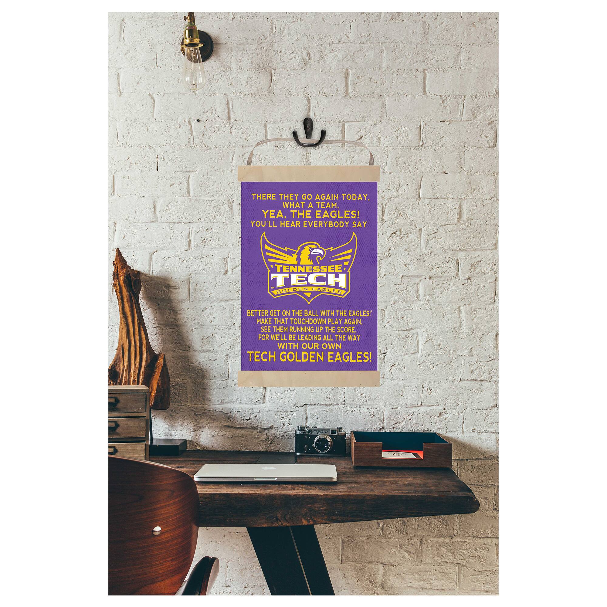 THERE THEY GO AGAIN TODAY. WHAT A TEAM YEA. THE EAGLES! YOU'LL HEAR EVERYBODY SAY TENNESSEE TECH PLUE AULES BETTER GET ON THE BALL WITH THE EAGLES! MAKE THAT TOUCHDOWN PLAY AGAIN. SEE THEM RUNNING UP THE SCORE FOR WELL BE LEADING ALL THE WAY WITH OUR OWN TECH GOLDEN EAGLES!