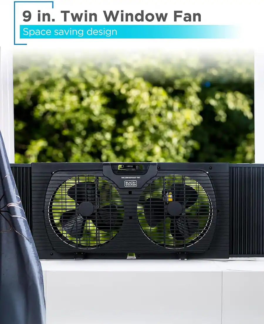 Fan Window Effect Black+Decker 9 inch Dual Window Fan for Window Screen with 2 Speed ...