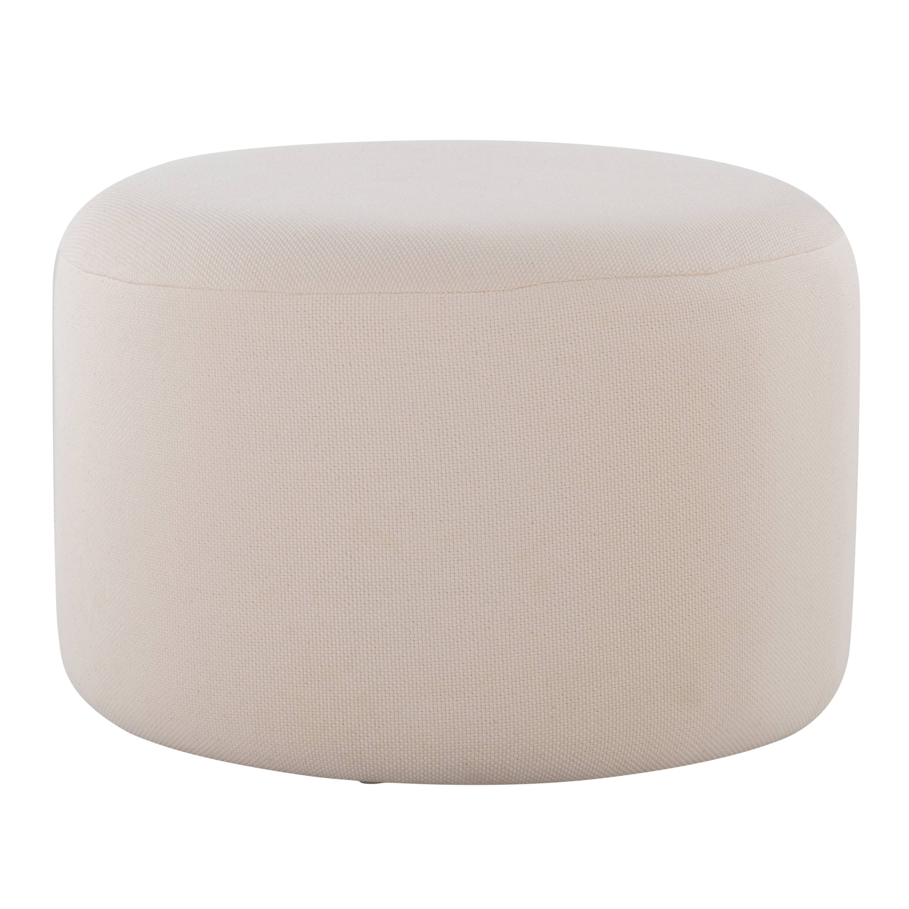 Front. Tiramisubest - Beige Knitted Fabric Large Round Pouf Ottoman - Beige.