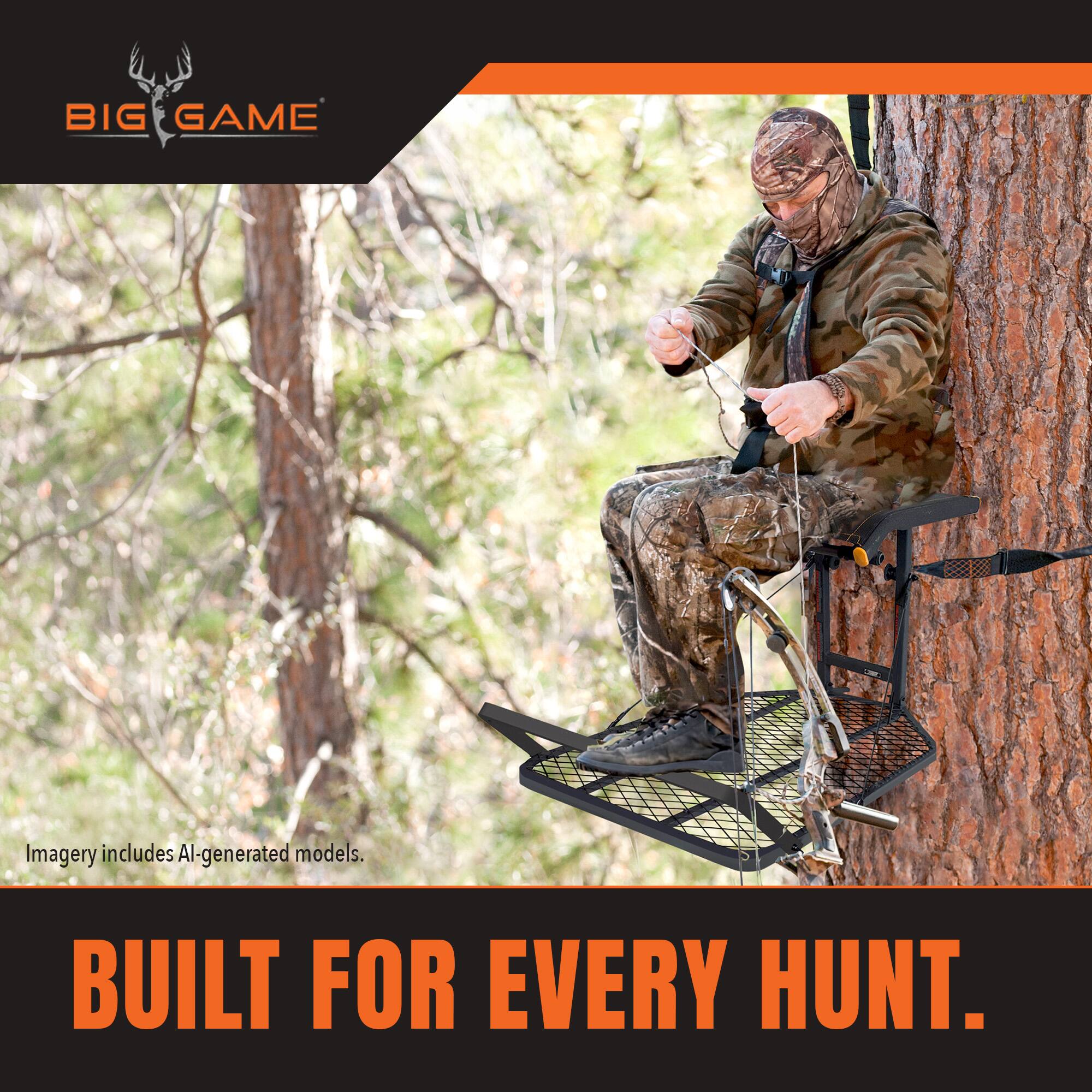 BIG GAME  
Imagery includes AI-generated models.  
BUILT FOR EVERY HUNT.