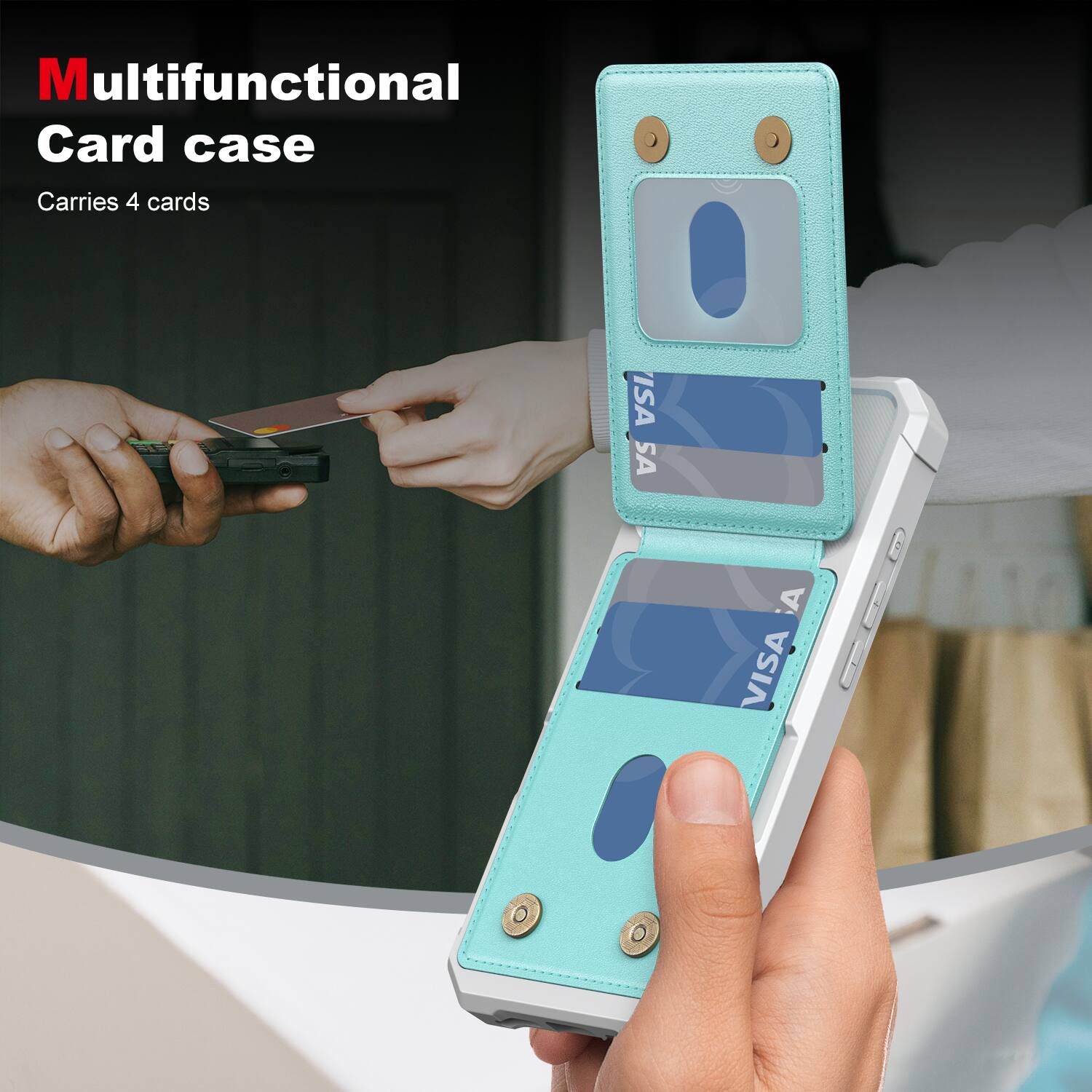 Multifunctional Card case  
Carries 4 cards