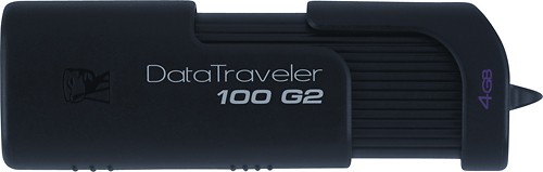 Kingston Technology - DataTraveler 100 Generation 2 4GB USB 2.0 Flash Drive - Black