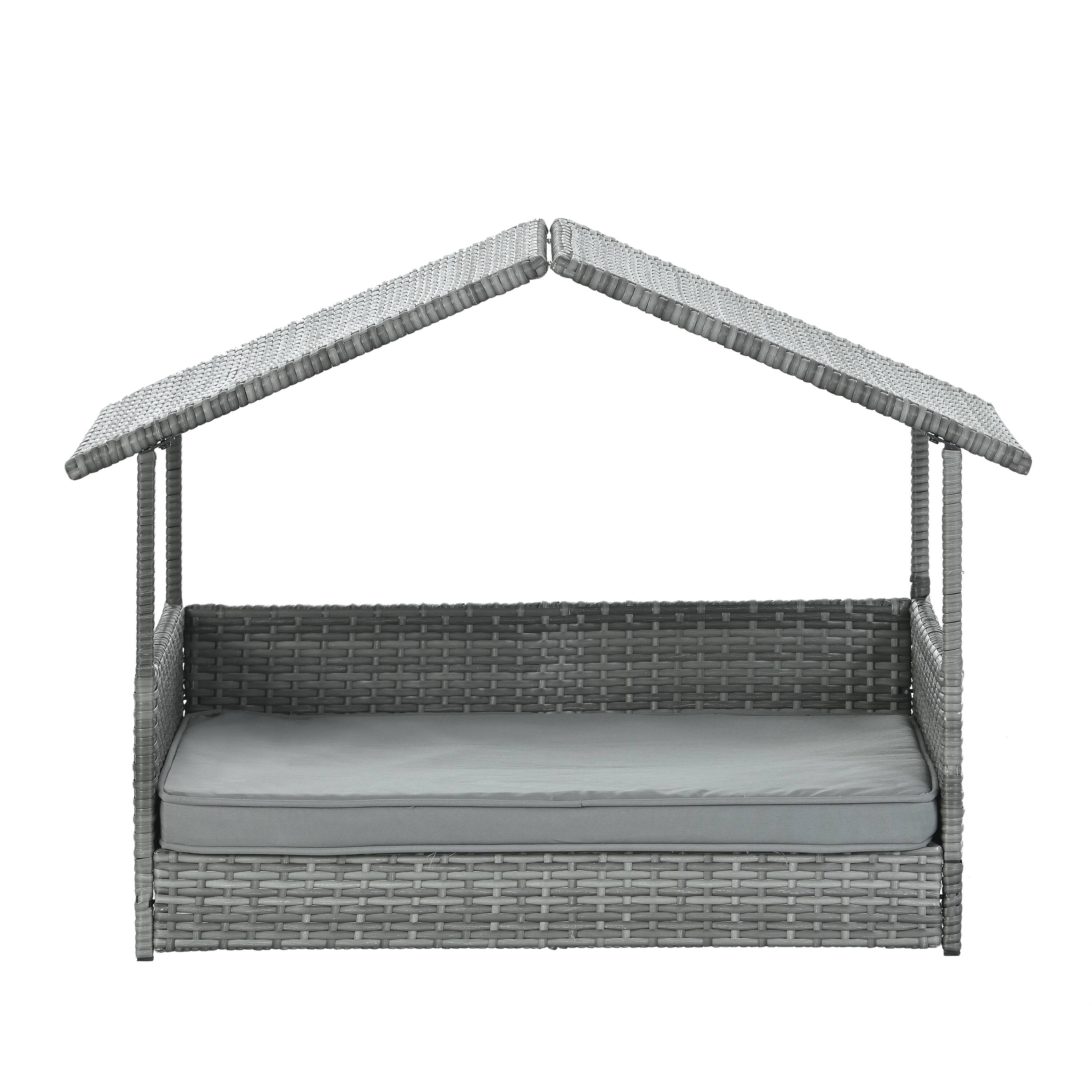 Back. APRILSOUL - Dog Bed Pet Bed  Pet Enclosures Pet Outdoor Furniture Pet Furniture Dog Bed With Canopy - Dark Gray.