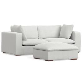 Simpli Home - Jasmine 2-Seater Modular Sofa and Ottoman Set in Performance Fabric - Cloud Grey