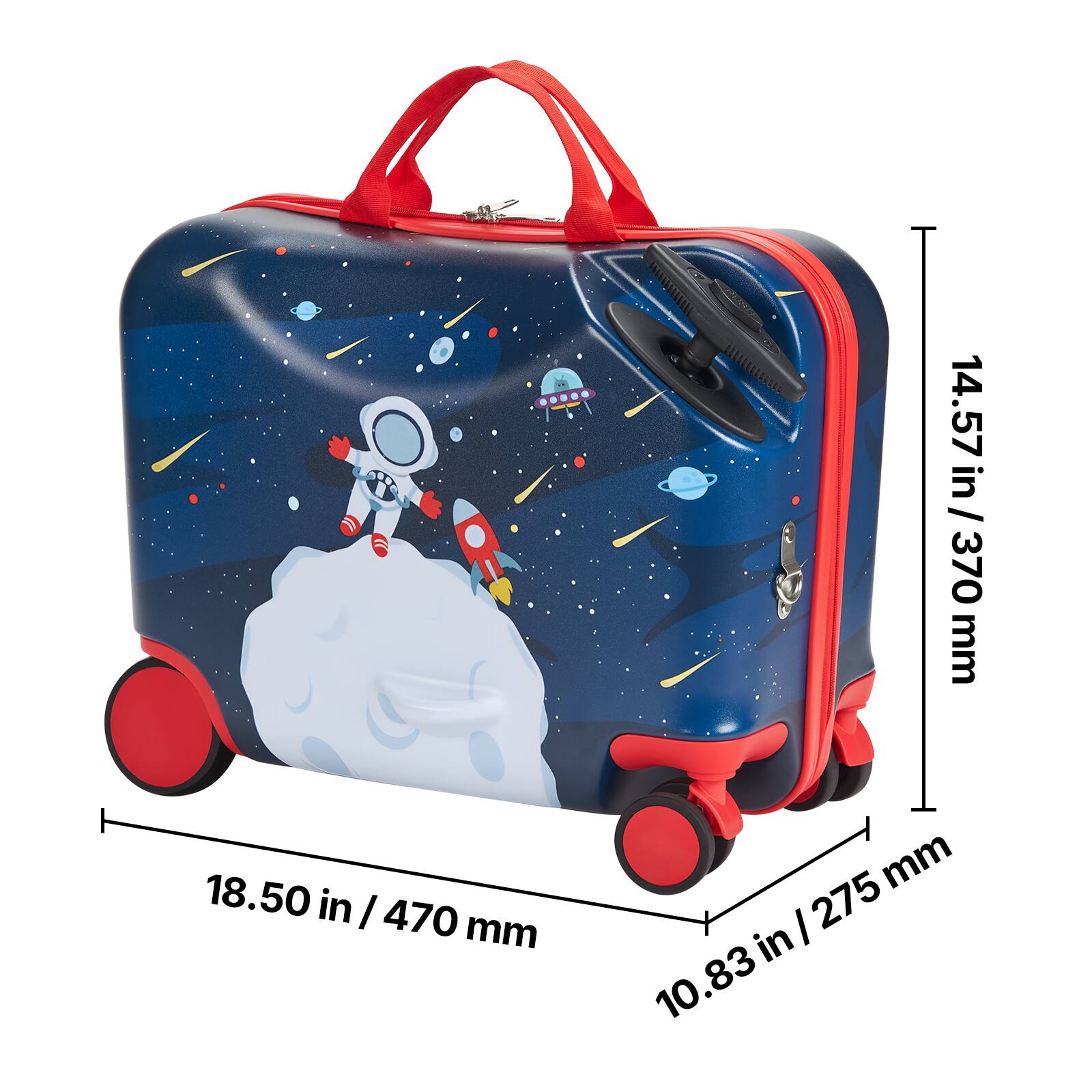 14.57 in / 370 mm  
18.50 in / 470 mm  
10.83 in / 275 mm