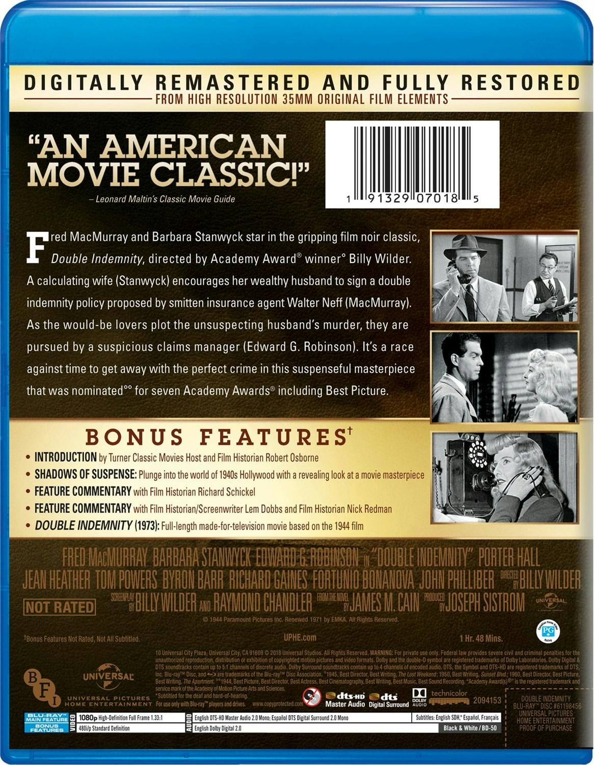Back. Double Indemnity [Blu-ray].
