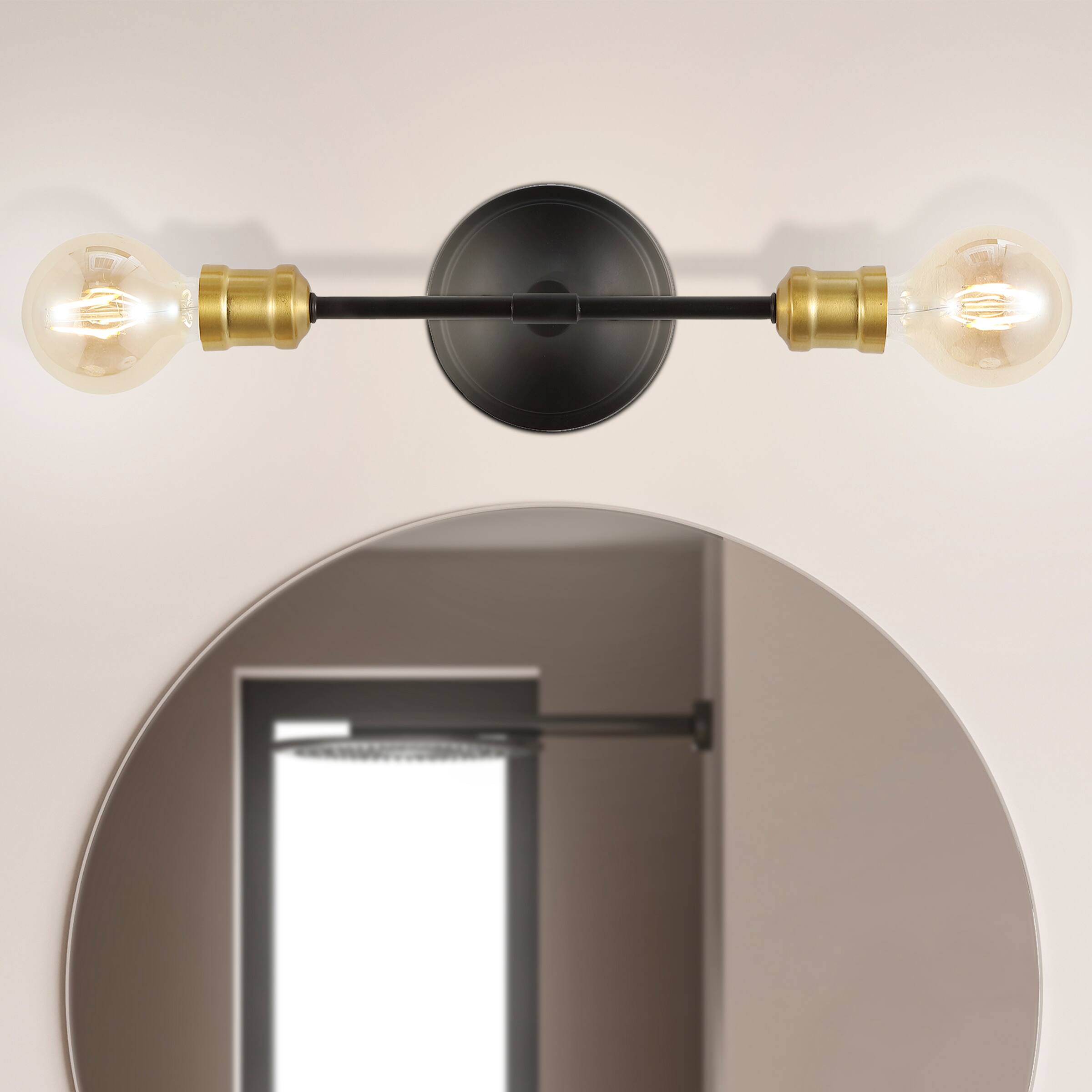 Alt View 1. Jonathan Y - Jaxon 13.25" 2-Light Industrial Farmhouse Iron LED Vanity, Oil Rubbed Bronze/Brass Gold - Oil Rubbed Bronze/Brass Gold.