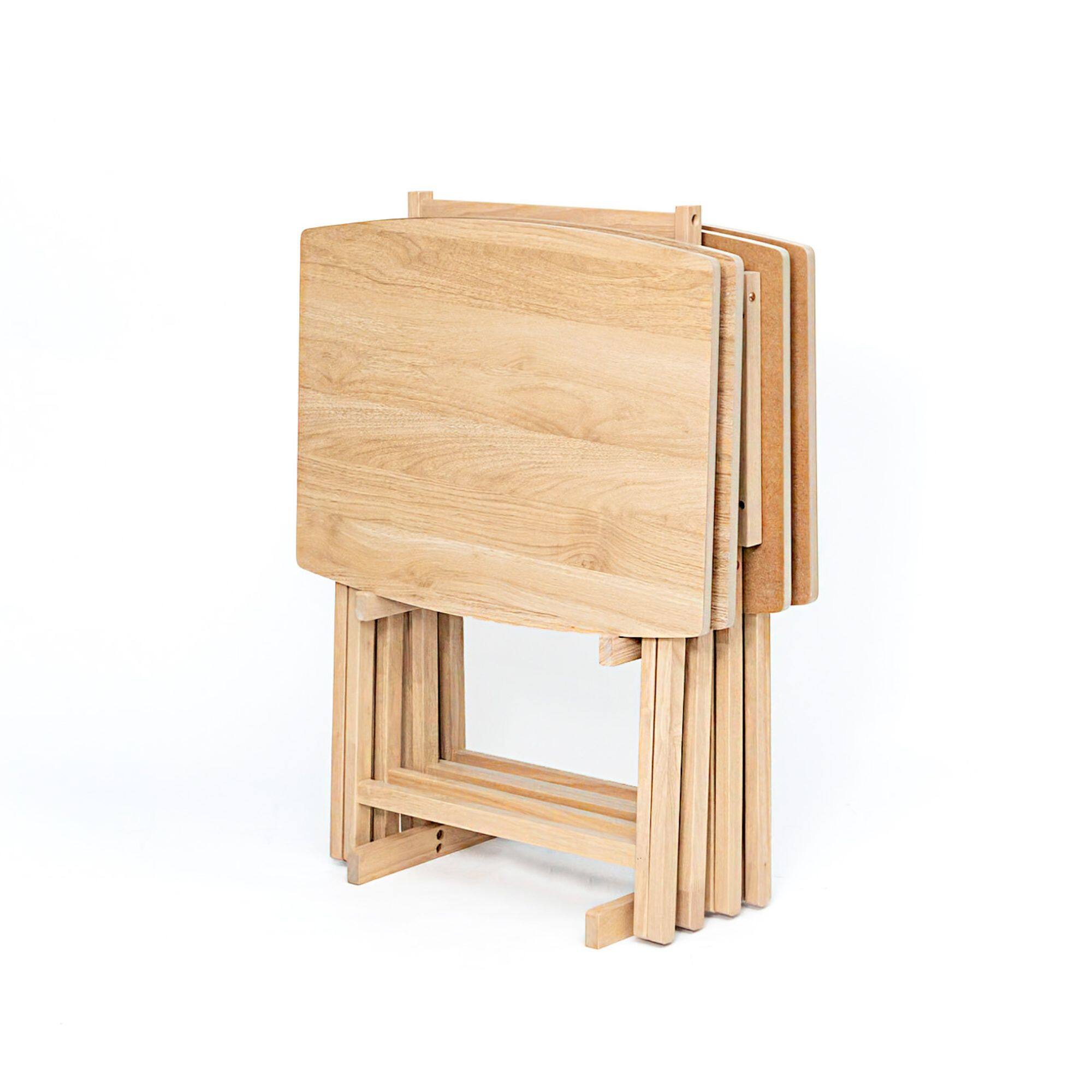 Alt View 5. PJ Wood - PJ Wood 5 Pack XL Oversize Tray Table for Living Room or Kitchen, Natural Wood - Natural.