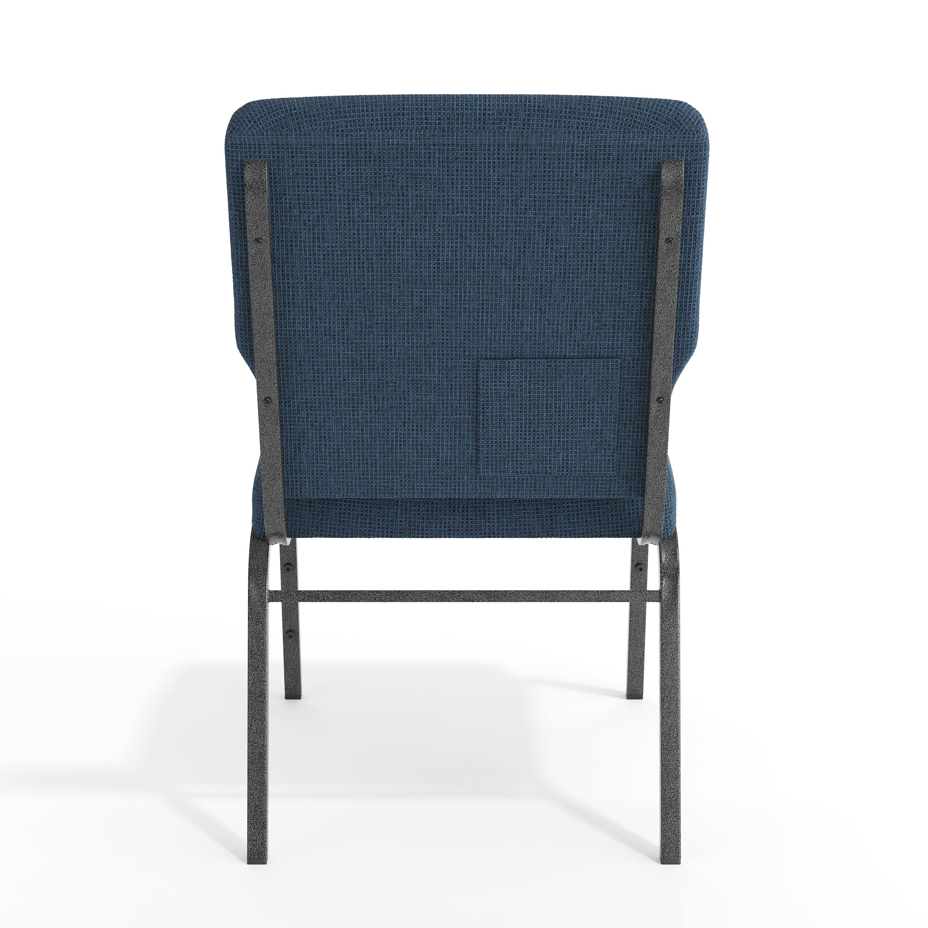 Alt View 7. Emma + Oliver - 20.5 in. Molded Foam Church Chair - Blue Basket Weave Fabric/Silver Vein Frame.