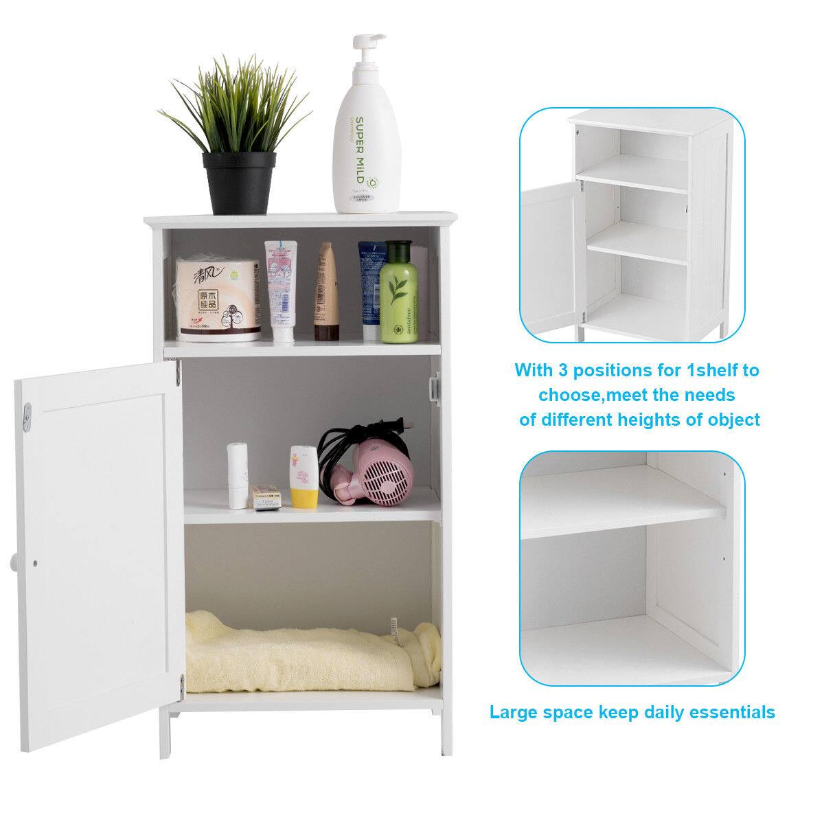 SUPER MILD, With 3 positions for 1 shelf to choose, meet the needs of different heights of object, Large space keep daily essentials