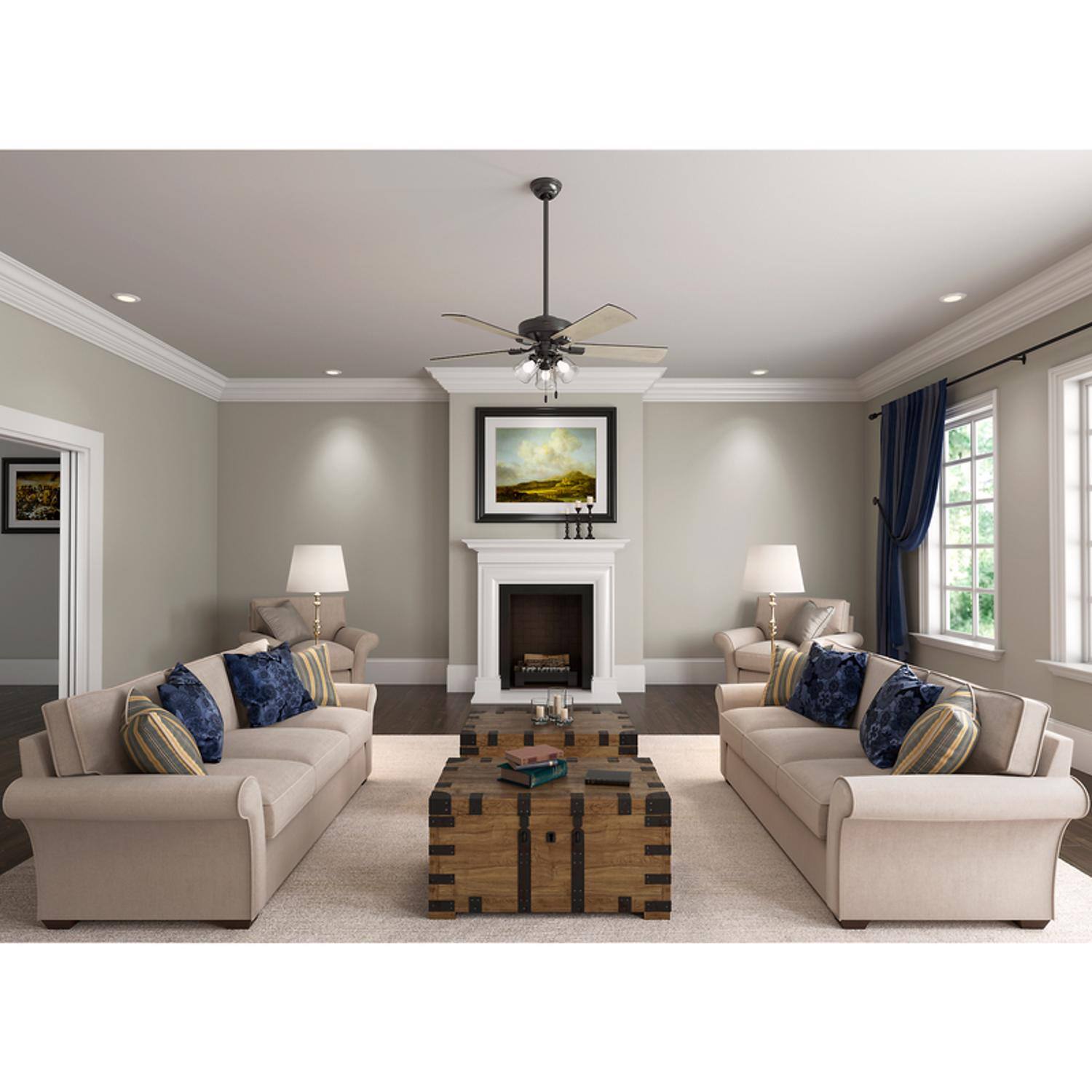 Left. Hunter - Hunter Crestfield 52 in. Bronze LED Indoor Ceiling Fan.