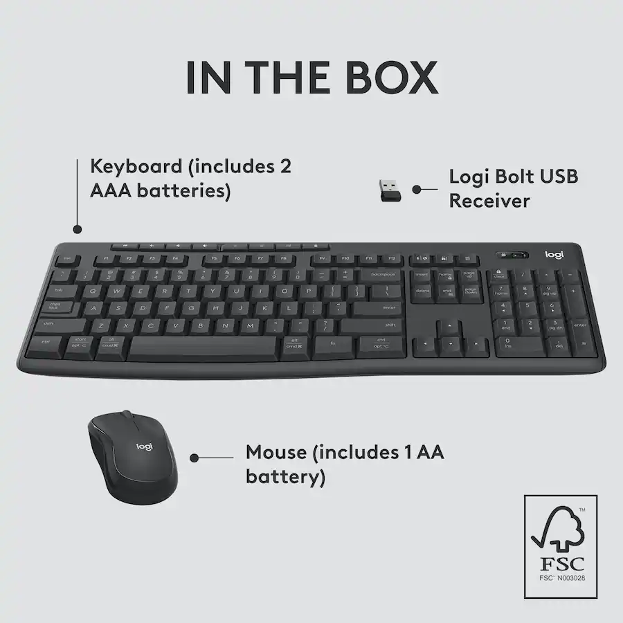 Logi Keyboard Inches Logitech MK370 Combo for Business Full Size Wireless Membrane Keyboard ...
