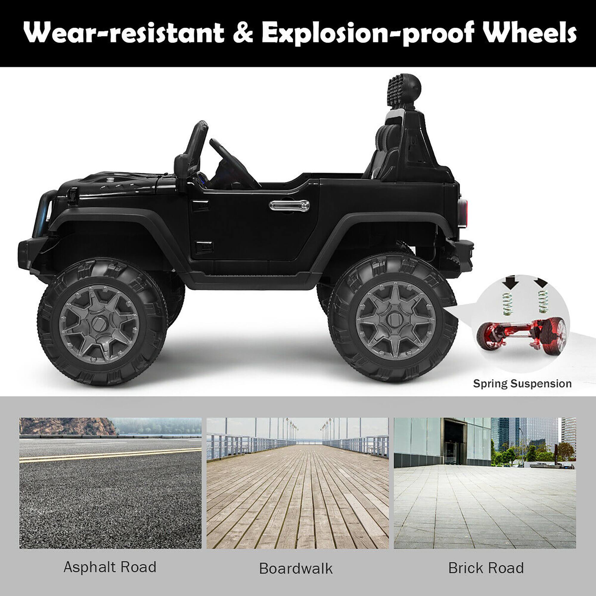 Wear-resistant & Explosion-proof Wheels

Spring Suspension

Asphalt Road

Boardwalk

Brick Road