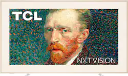 TV Table Stands for 55”- 85” TCL NXTVISION TVs with Magnetic Decorative Cover - White - Front_Zoom