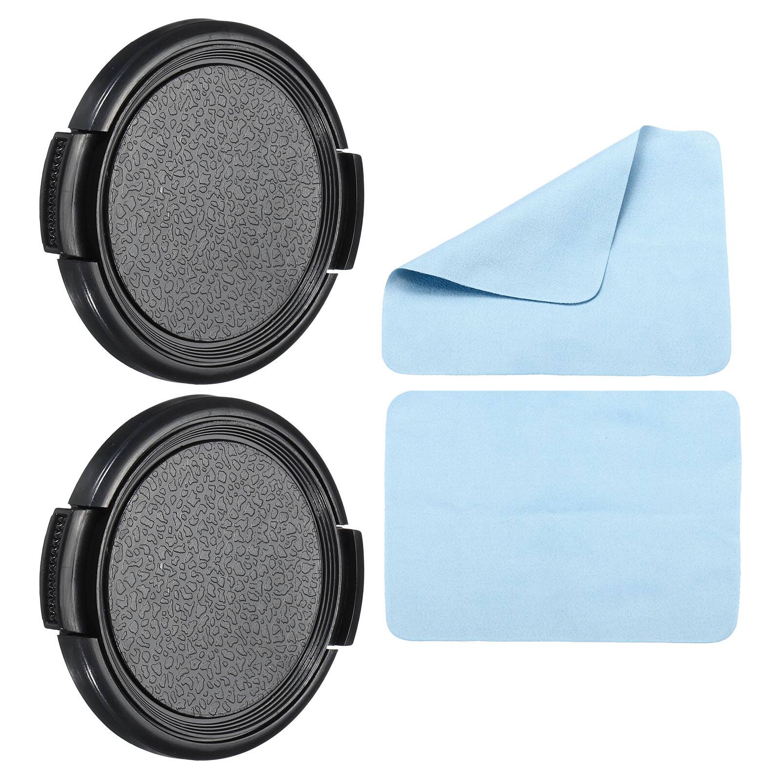 Front. Unique Bargains - 2pcs 46mm Sides Pinch Lens Cap with Cloth for Nikon/Fujifilm/Pentax/Leica - Black.
