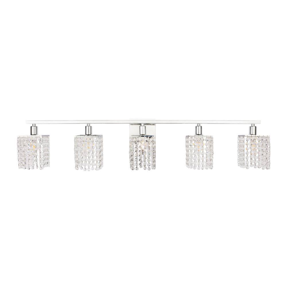 Alt View 7. Living District - Phineas 5 light Chrome and Clear Crystals wall sconce - Chrome And Clear Crystals.