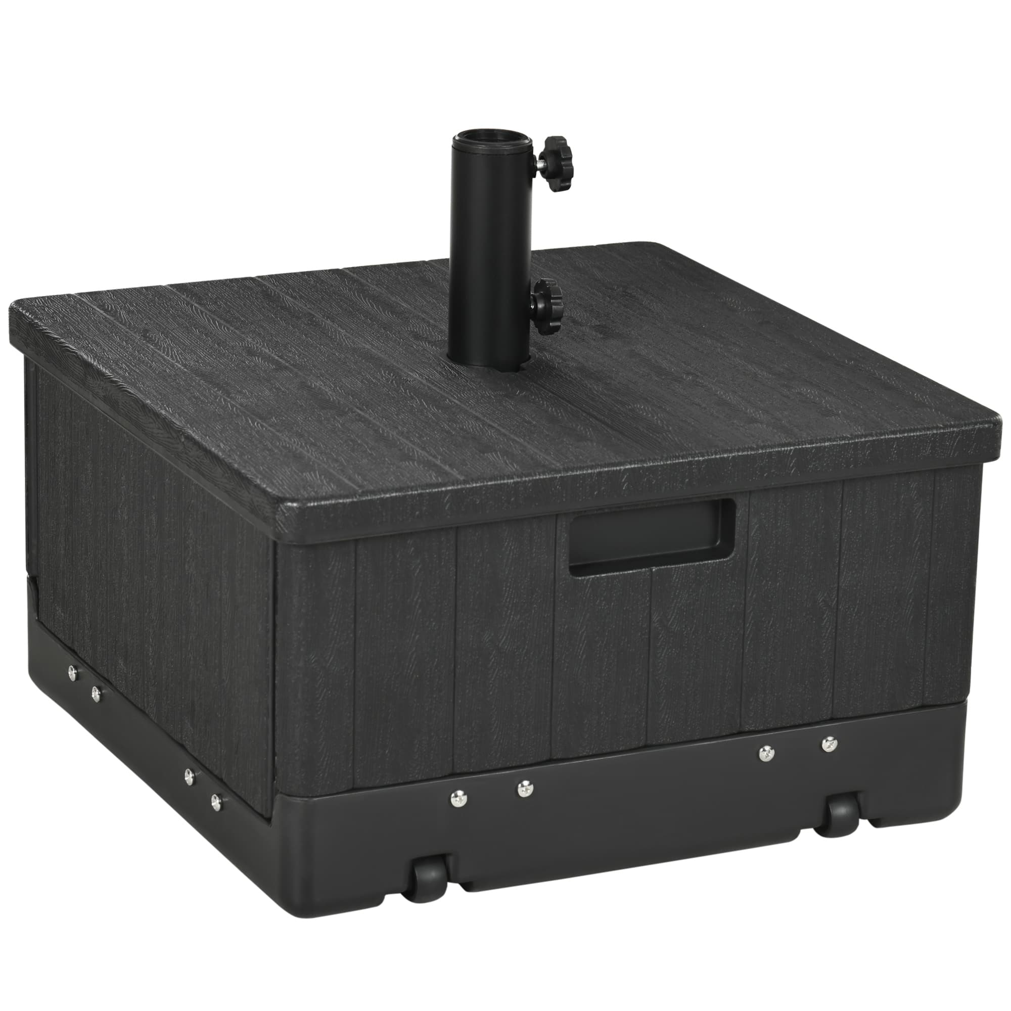 Outsunny - 3-in-1 Outdoor Umbrella Base, Coffee End Table, Planter Box with Drain Hole - Black