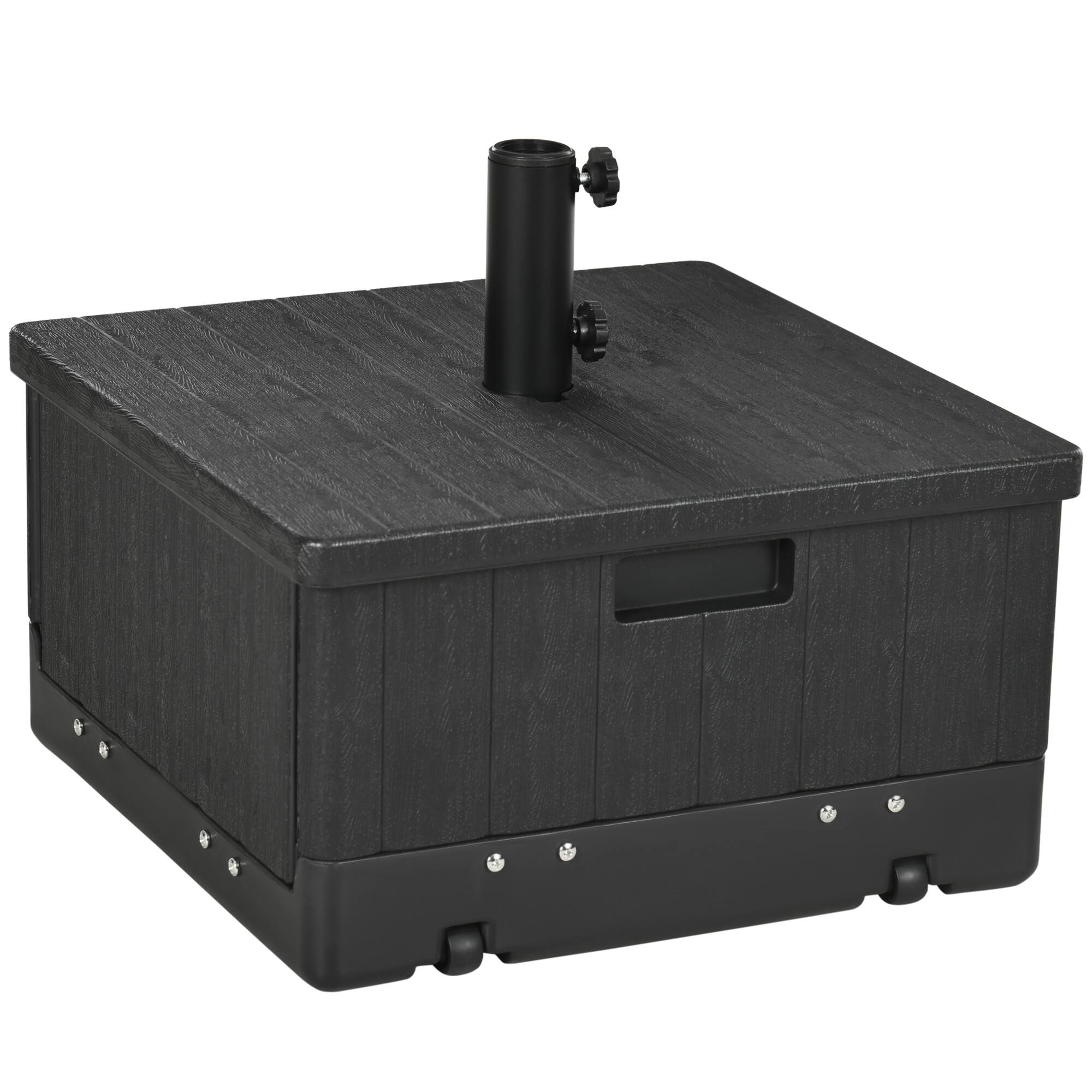 Outsunny - 3-in-1 Outdoor Umbrella Base, Coffee End Table, Planter Box with Drain Hole - Black