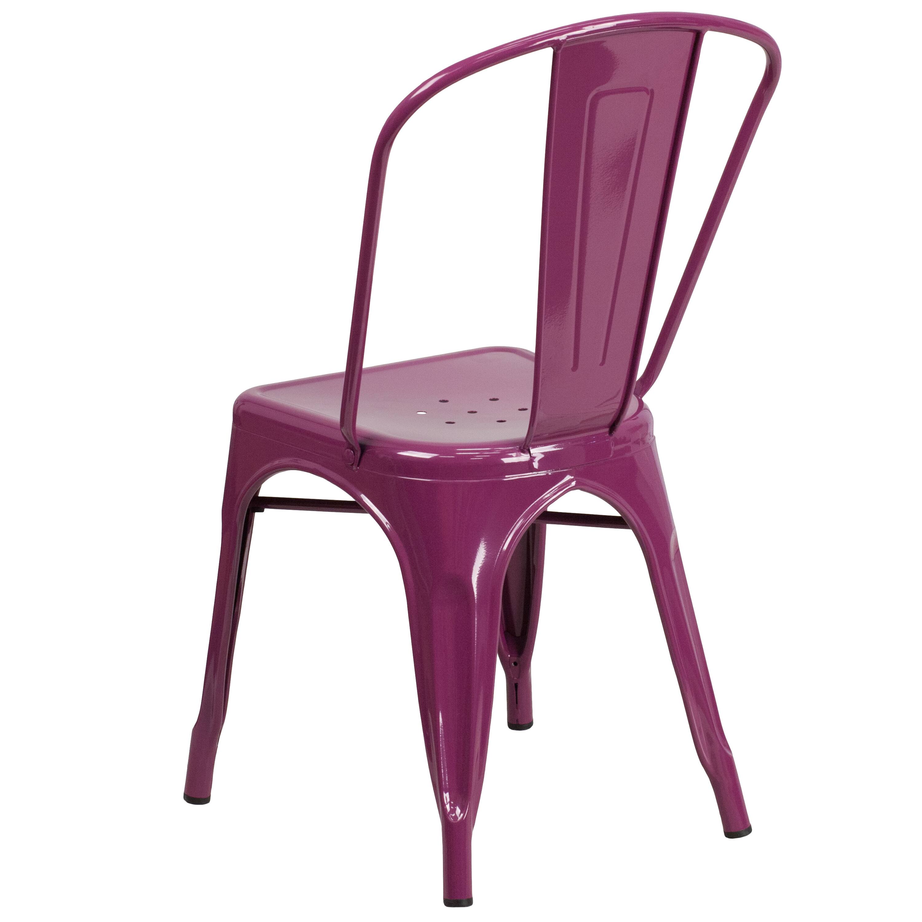 Alt View 5. Emma + Oliver - Commercial Grade Colorful Metal Indoor-Outdoor Dining Stack Chair - Purple.