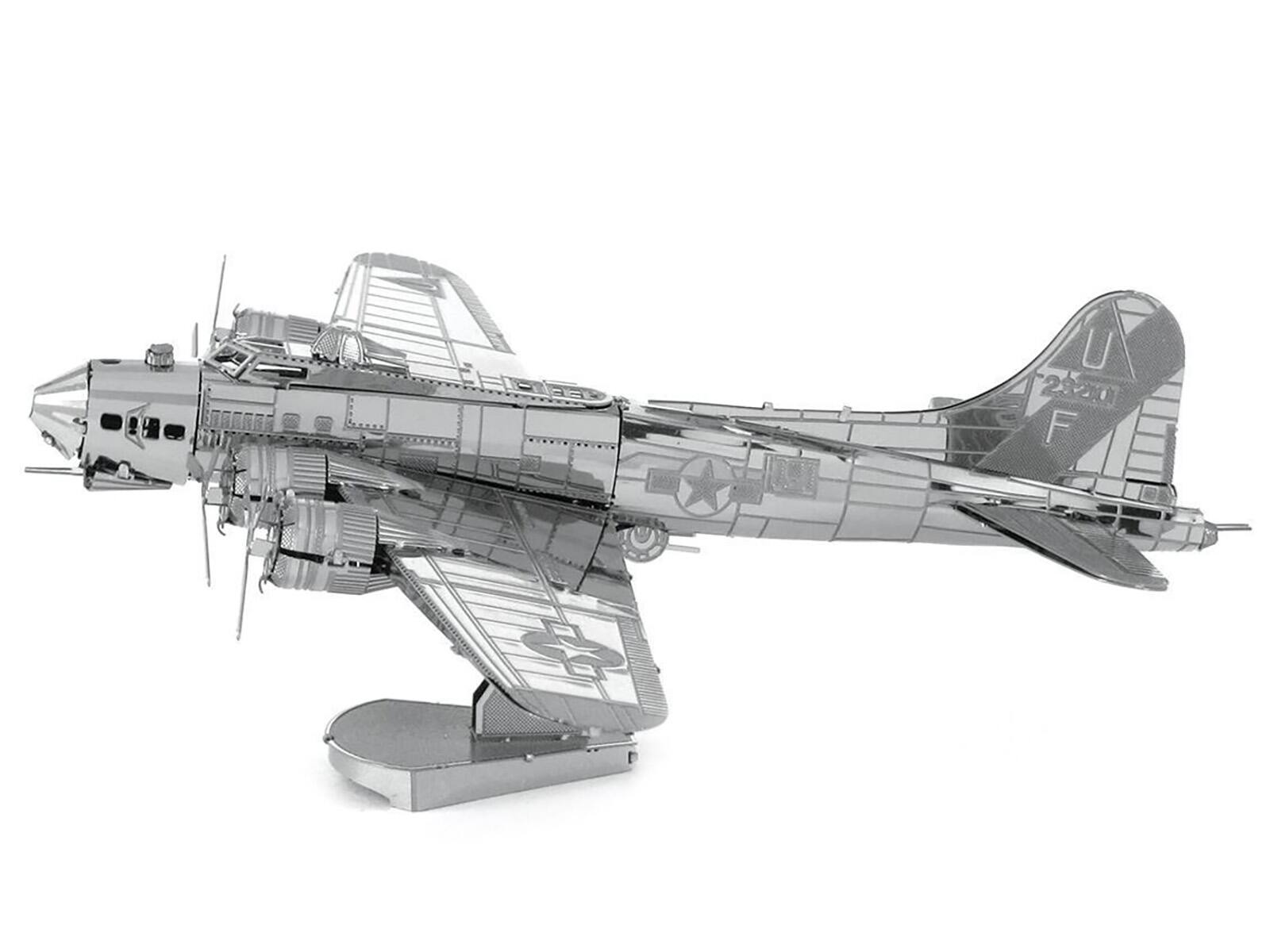 Angle. Metal Earth - Model Kit Boeing B-17 Flying Fortress Bomber Aircraft (Moderate Difficulty) Steel Model by Metal Earth - Silver.