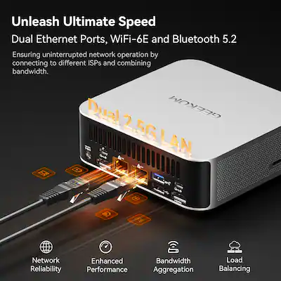 GEEKOM A8 Max AI Mini PC, AMD Ryzen 9 8945HS, Dual LAN Port, 32GB GEEKOM A8 Max AI Mini PC, AMD Ryzen 9 8945HS, Dual LAN Port, 32GB
