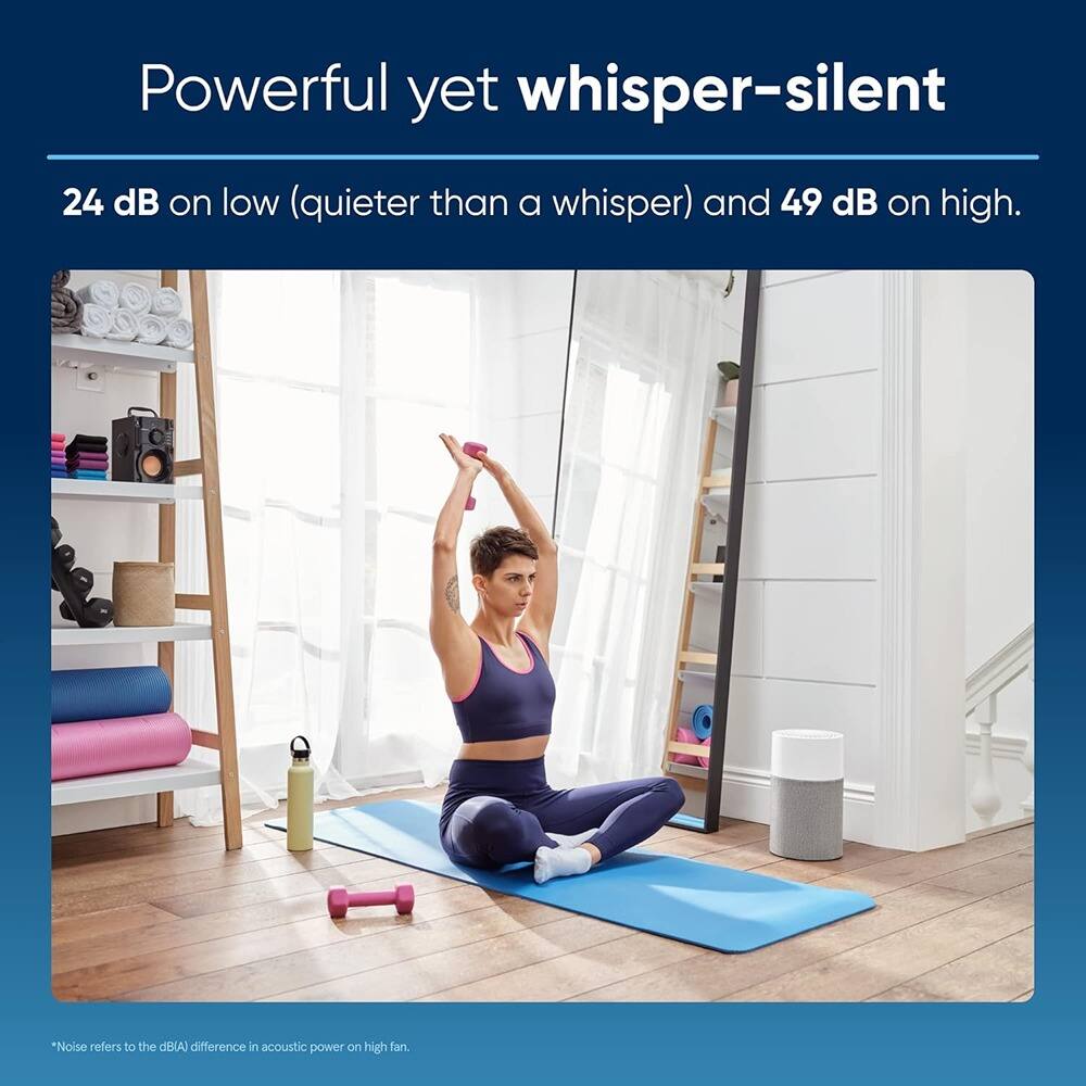 Powerful yet whisper-silent

24 dB on low (quieter than a whisper) and 49 dB on high.

*Noise refers to the dB(A) difference in acoustic power on high fan.