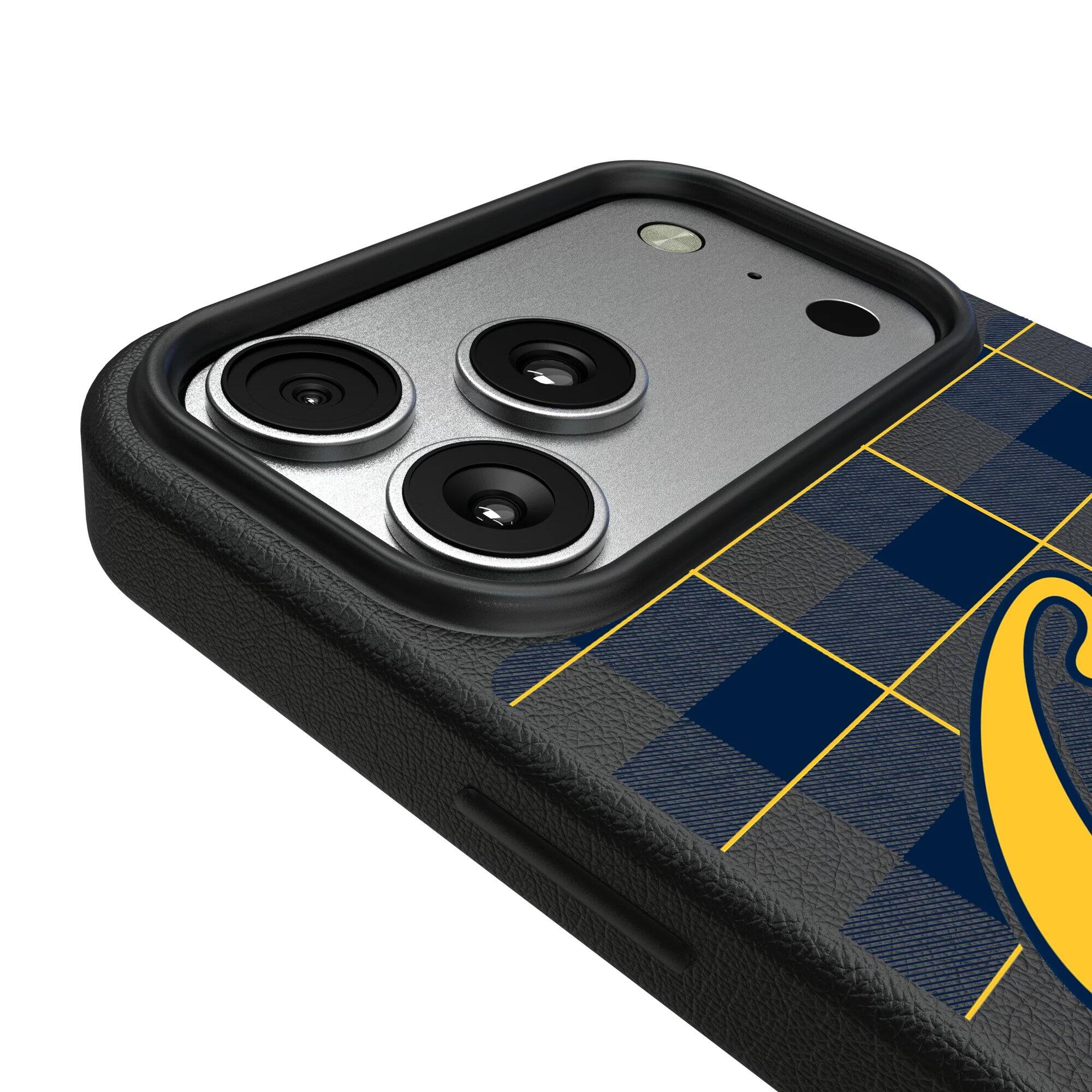 Alt View 2. Keyscaper - Cal Bears Plaid Magnetic Bump iPhone Case - 15 - Black.