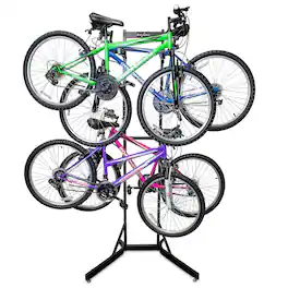 RaxGo - Freestanting Bike Stand, 4 Bicycle Stand with Adjustable Height, for Mountain & Road Bicycles - Black