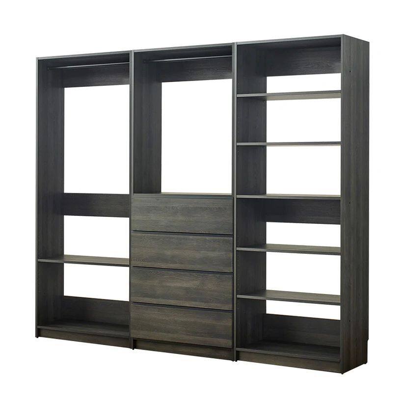Angle. Manhattan Lane - Dee Walk In Closet, Modular Freestanding Storage 9 Shelf 2 Rods Black - Black.