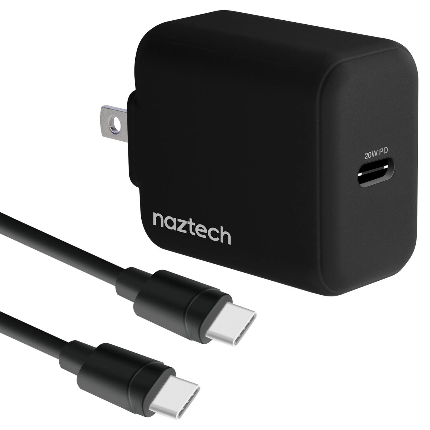 Naztech - 15397 20-watt Power Delivery Usb-c Wall Charger And Usb-c To Usb-c 4-foot Cable - Black