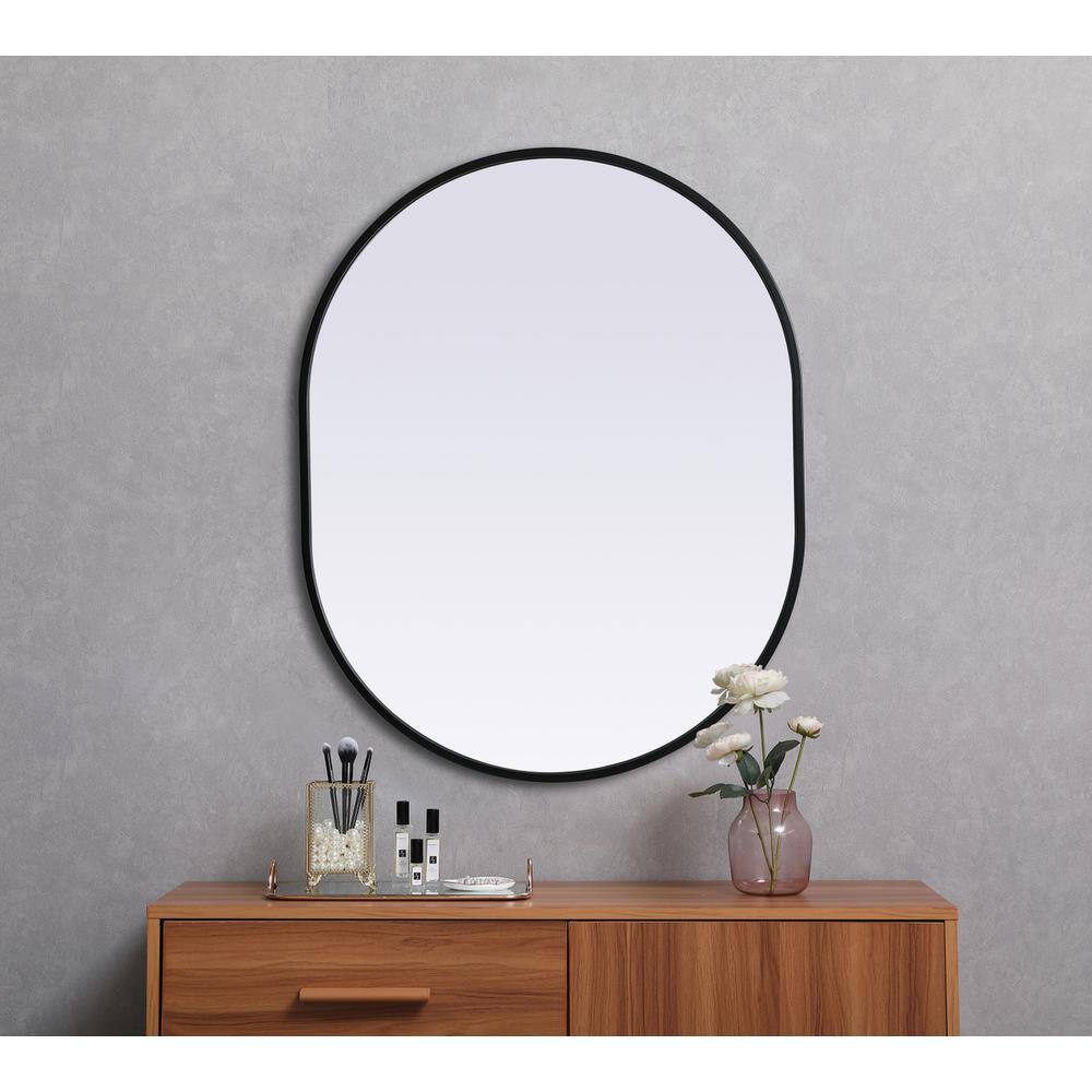 Alt View 5. Elegant Decor - Metal Frame Oval Mirror 24x30 Inch in Black - Black.