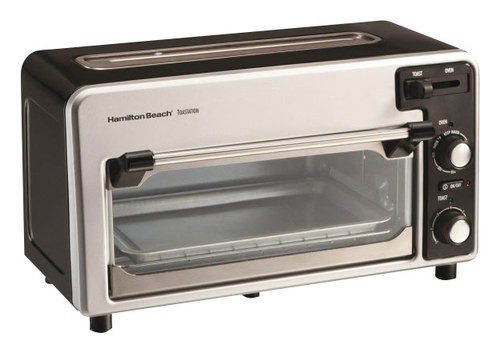  Hamilton Beach - Toastation 2-Slice Extra-Wide-Slot Toaster and Oven - Black and Brushed Stainless Steel