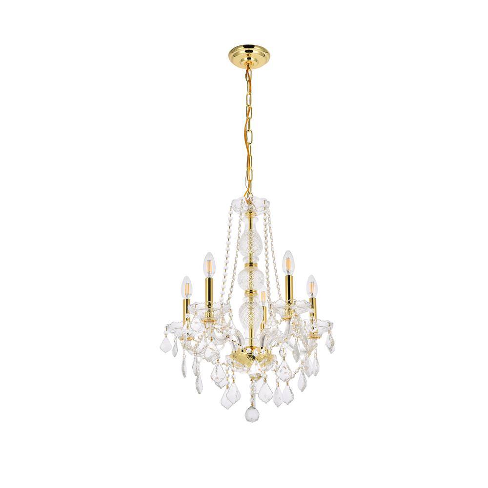 Left. Elegant Lighting - Verona 5 light Gold Chandelier Clear Royal Cut Crystal - Gold.