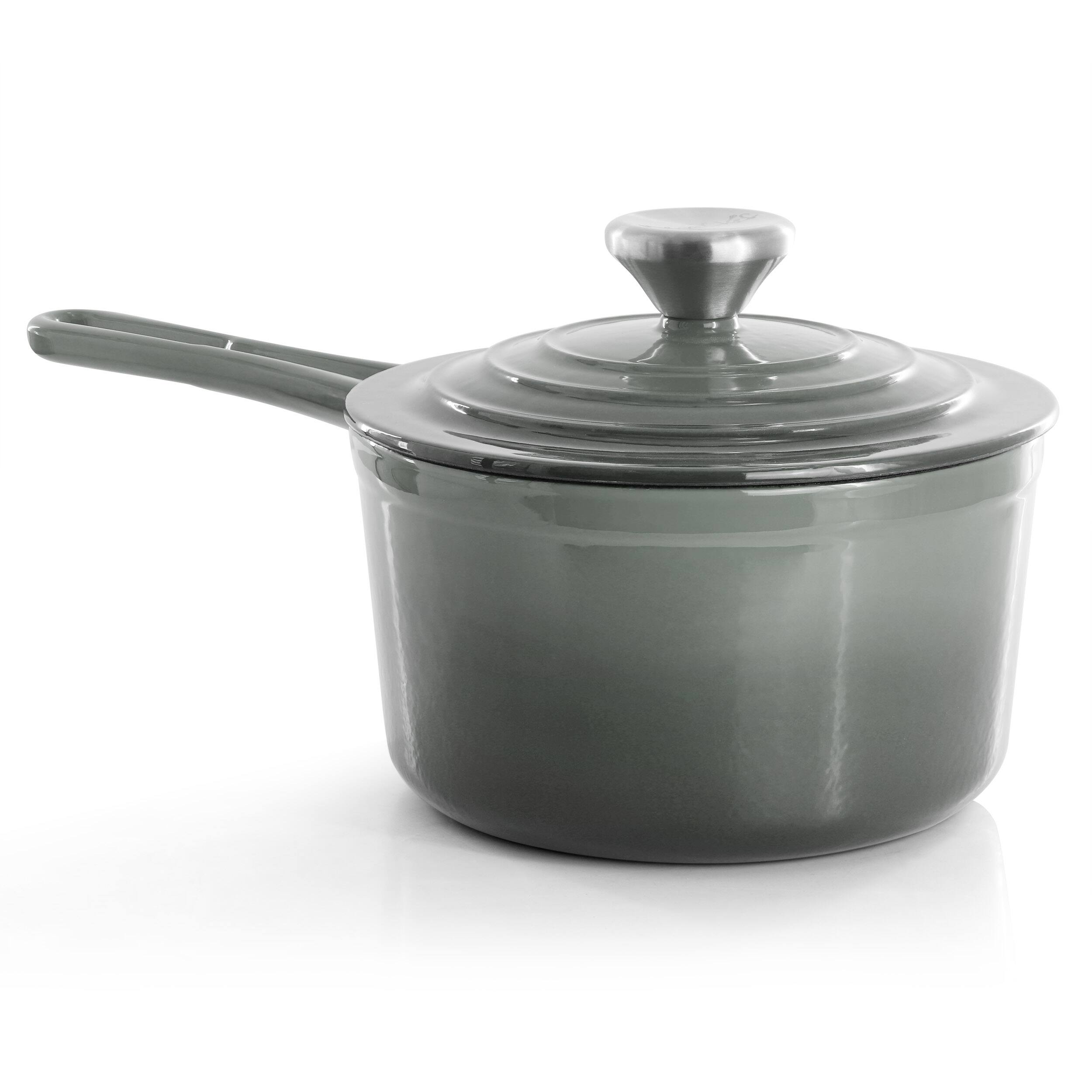 Alt View 7. Mega Chef - MegaChef 2 Quart Enameled Cast Iron Sauce Pan in Gradient Gray - Gray.