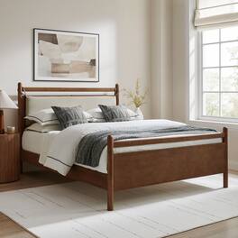 Leni Wood Platform Bed Frame by Modway - Walnut Heathered Ivory