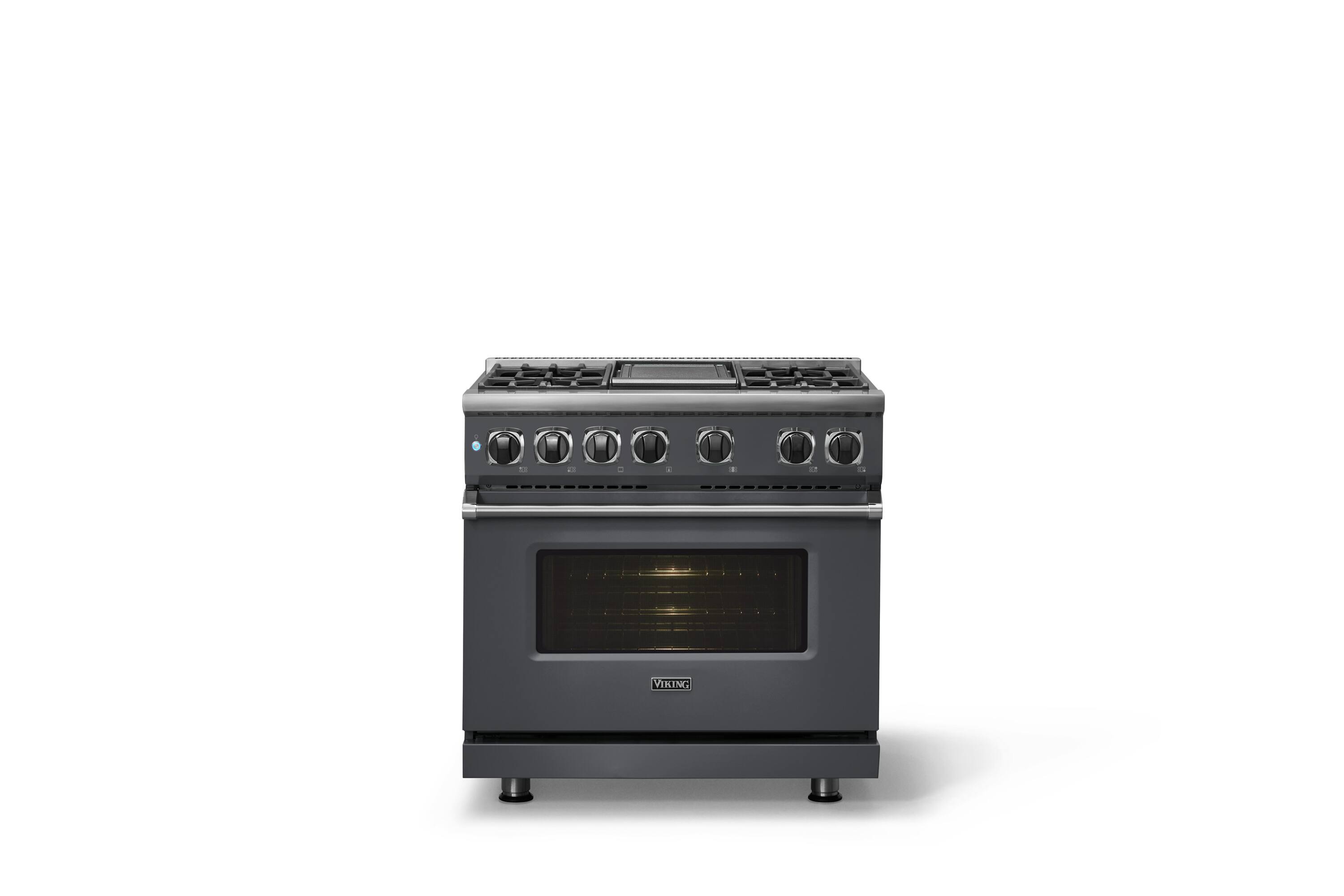 Alt View 1. Viking - 36 in. Wide 4 Burner Freestanding 7 Series Dual Fuel Self-Clean Range - Cast Black.