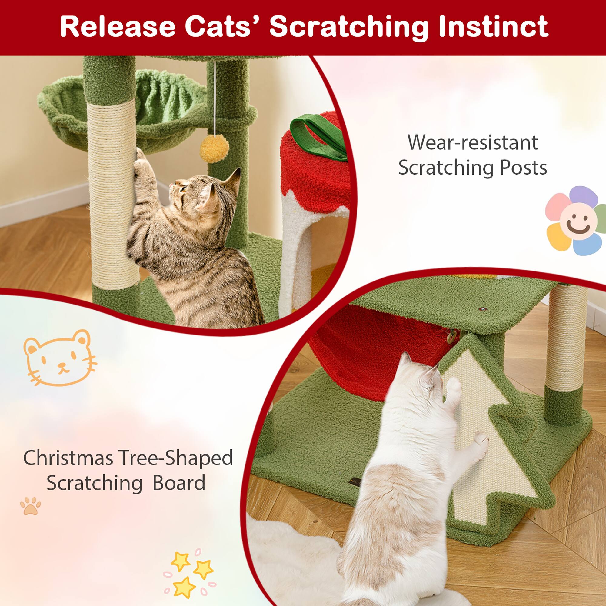 Release Cats' Scratching Instinct

Christmas Tree-Shaped Scratching Board

Wear-resistant Scratching Posts