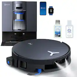 ECOVACS Robotics - DEEBOT X12 OMNICYCLONE Robot Vacuum and Mop PowerBoost Fast Charging, FocusJet, Self-Washing Roller Mop Bagless Station - Silver
