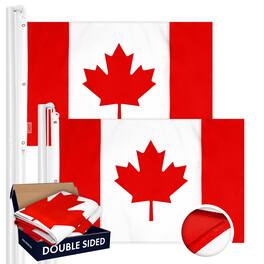 G128 - 2-Pack Canada Flag — 6x10 ft Double-Sided Embroidered 210D Polyester with Brass Grommets - Red and White