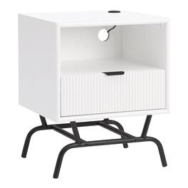 Furniture of America - Gleb Wood Storage End Table with USB Port - White