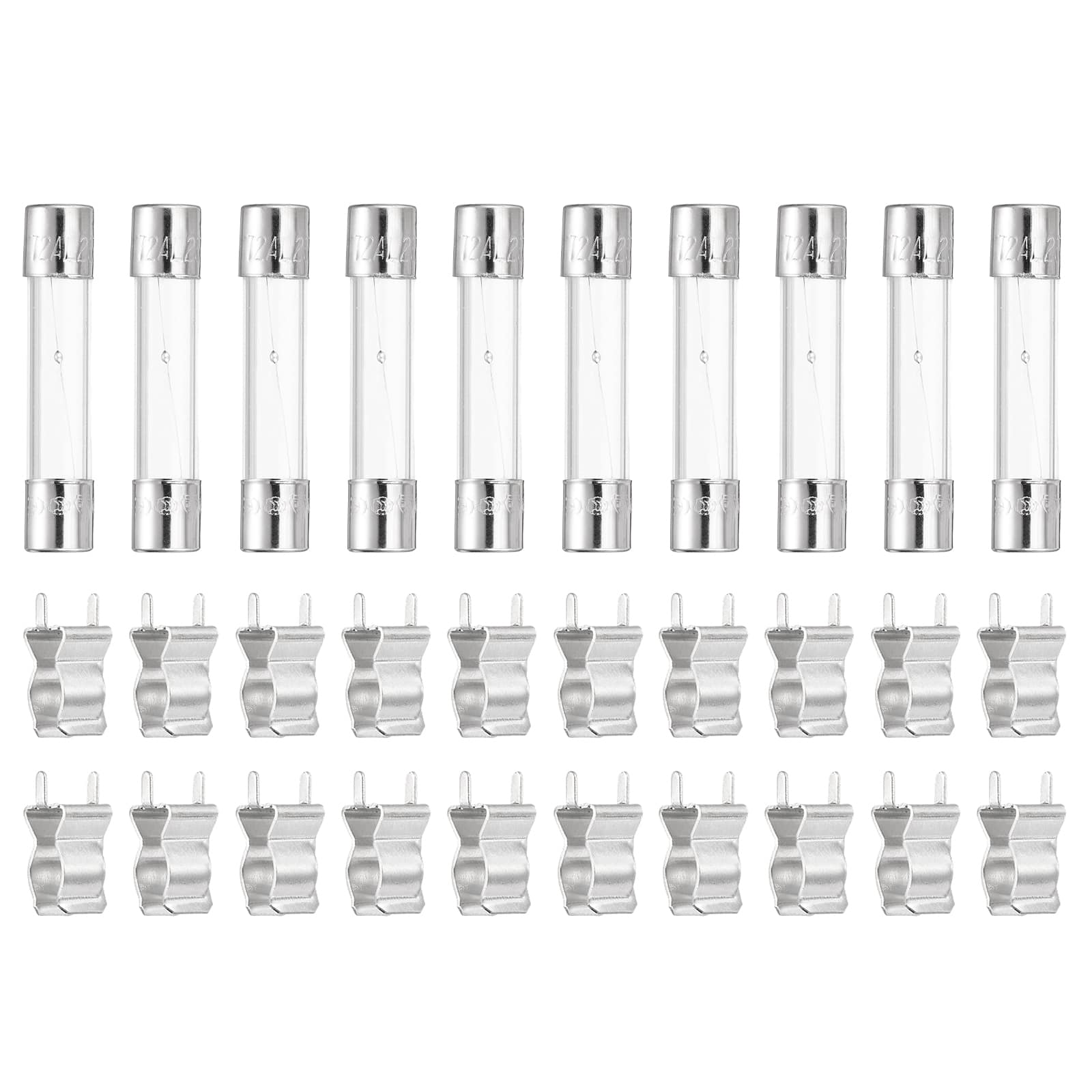 Unique Bargains - Glass Tube Fuses, 6x30mm 2A 250V Slow Fast Blow Glass Cartridge Tube Fuse with 20pcs Safety Clip 10pcs price history on PriceWatchPro