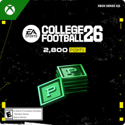 X SERIES slx EA COLLEGE 26 SPORTS FOOTBALL 2,800 POINTS ENDZONE30 40 EVERYONE In-Game Purchases (Includes Random Items) Users Interact ESRB so