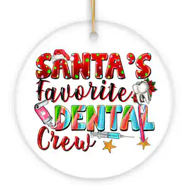 OrnamentallyYou - Santas Favorite Dental Crew Christmas Theme Ornament Dentist Office Gift - Multi-colored