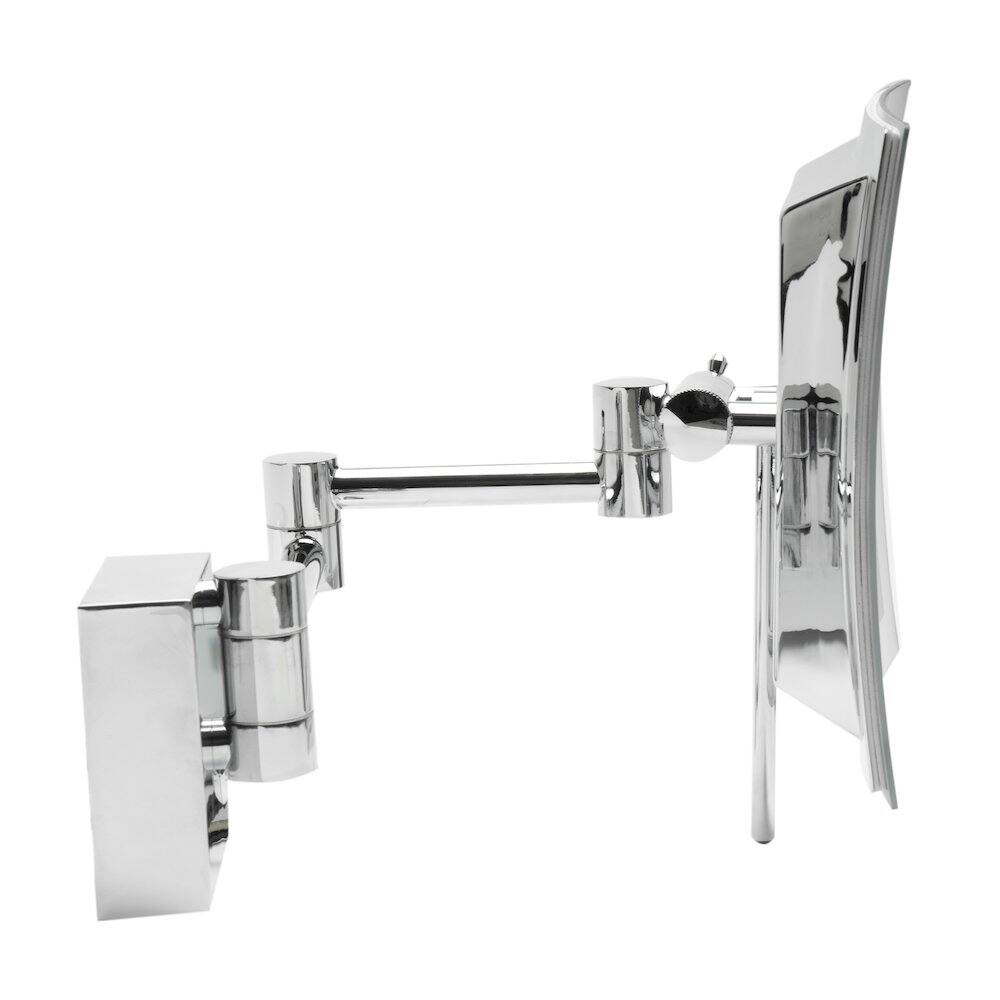 Alt View 1. Alfi - Polished Chrome Wall Mount Square 8" 5x Magnifying Cosmetic Mirror with Light - Silver.