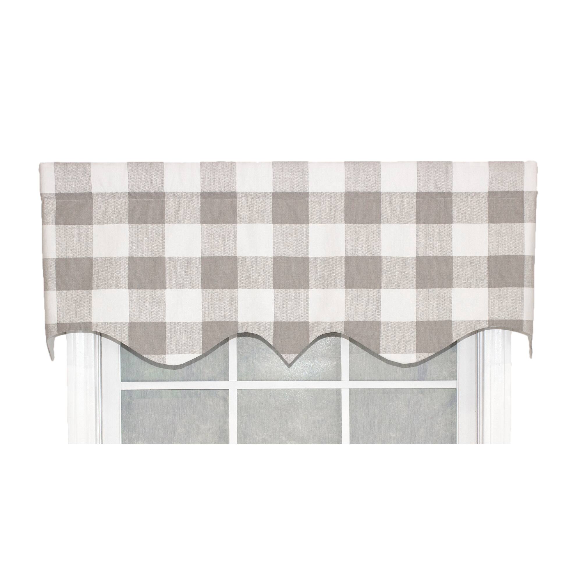 Angle. RLF Home - RLF Home Grande Check Regal Style 3" Rod Pocket Valance 50" x 17" Taupe - Taupe.